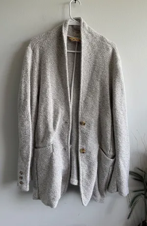 Faherty Womens Organic Cotton Knit Blazer Grey Marled Unstructured Jacket‎ XL thumbnail 1