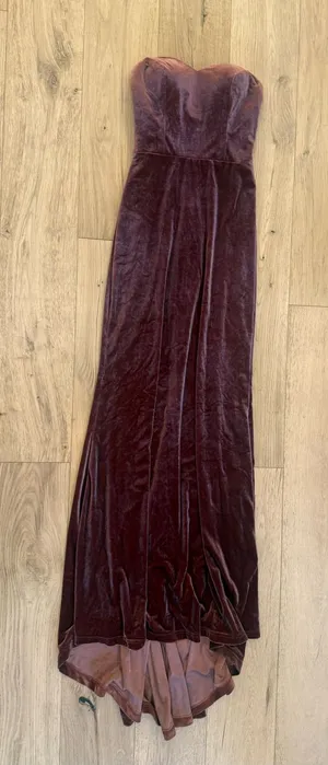 Strapless Velvet Maxi Dress in terracotta 2 revelry thumbnail 1