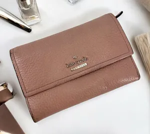 Kate Spade Blush Pink Neutral Leather‎ Tri-Fold Wallet thumbnail 1