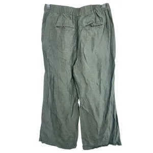 Abercrombie & Fitch Olive Green Linen Blend Pull On Wide Leg Pants Women Size XS thumbnail 3