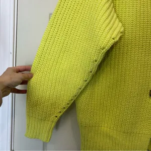 Free People Knit Sweater Neon Yellow Cardigan Swim Too Deep Cardi Oversized XS thumbnail 9