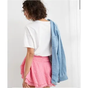 Aerie Pink Tiered Ruffle Mini Skirt Women's Size Large thumbnail 3