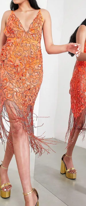 ASOS Orange Midi Dress thumbnail 2