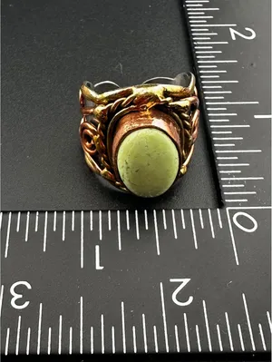 Multi Metal Ring with Natural Green Stone thumbnail 6