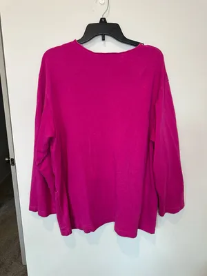 Bryn Walker Long Sleeve Tunic Size M Magenta V-Neck Pocket Shirt thumbnail 5