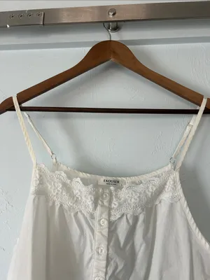 White Lace-Trim Cotton Chemise Slip thumbnail 4
