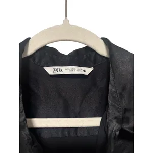 Zara Black Satin Button Down Shirt Size L thumbnail 3