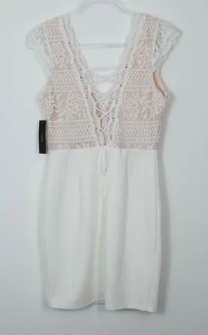 Lulu's Give a Glam Lace Lace-Up Bodycon Mini Dress Bride Womens‎ Size Medium NWT thumbnail 1