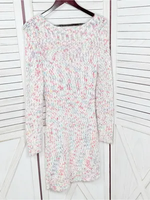 Confetti V Neck Bodycon Sheath Sweater Mini Dress White Multicolor Size Large thumbnail 8