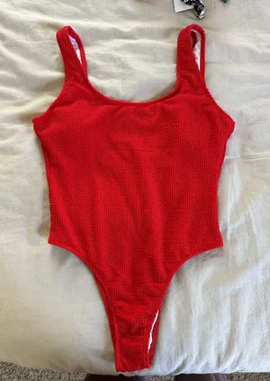 SheIn Ribbed Red Swimsuit thumbnail 1