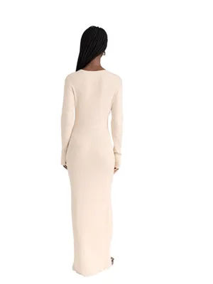 Lioness - Opulence Maxi Sweater Dress Cream Beige Sz S thumbnail 2