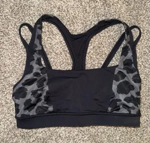 Lululemon Energy Bra Strappy Sports Bra Leopard Cheetah Print Black thumbnail 1