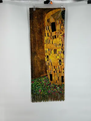 Cashmere High Quality Scarf Shawl Art The Kiss Gustav Klimt Made Italy thumbnail 3