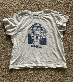 White and blue Brandy Melville baby tee thumbnail 1