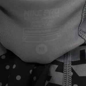 Nike Pro Dri-FIT Grey Black Geometric Patchwork Cropped Leggings Womens Medium thumbnail 4
