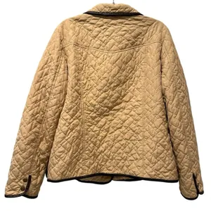 Charter Club Quilted Barn Jacket Tan Brown Faux‎ Leather Trim Women Large thumbnail 5