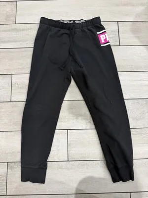 PINK Victoria's Secret Black Jogger Sweatpants with Pink Logo Patch thumbnail 1