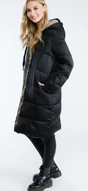 Dex $195 Reversible‎ Puffer Coat Jacket Winter Fall Black Brown Taupe thumbnail 1