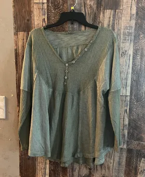 POL women's long sleeve green blouse size small (q7) thumbnail 1