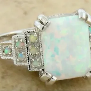 Exquisite Stainless Steel Silver Fire Opal Ring thumbnail 3