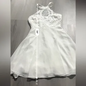 Lulus Dress Made in the Crocheted White Skater Halter‎ Neck Mini Dress Sz XS NEW thumbnail 14
