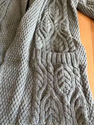 SAOL 100% Merino Wool Women's Aran Open Front Long Cardigan Sweater Irish Cable thumbnail 9