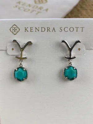 Kendra Scott x Yellowstone Dutton Drop Earrings Vintage Silver Turquoise thumbnail 2