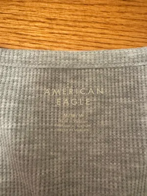 Grey American Eagle Waffle Knit Long Sleeve Top thumbnail 2