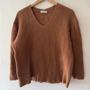 Mango Brown Ribbed V Neck Relaxed‎ Sweater thumbnail 1