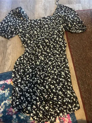 & other stories Black Floral Square-Neck Mini Dress thumbnail 11