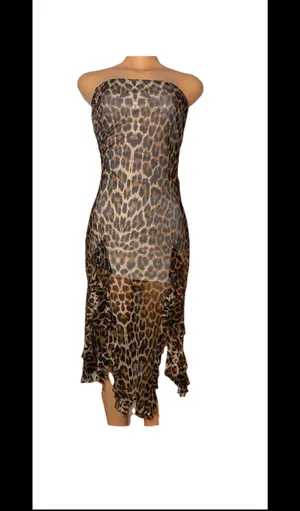 Y2K sleeveless cheetah print mesh maxi dress thumbnail 4
