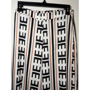fab'rik Wide Leg Pants White Black Brown Geometric Stripe Designer Chic Small thumbnail 2