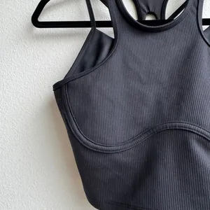 Alo Yoga Ribbed Airlift Double Strap Enchanted Cropped Bra Tank Top Size Small thumbnail 3