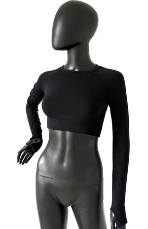 Gym Top T-shirt Crop Top Blouse Cover Up Tee Long Sleeve Sport Tee Slim Fit Top thumbnail 1