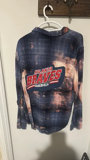 Atlanta braves distressed flannel Blue Size XL thumbnail 1