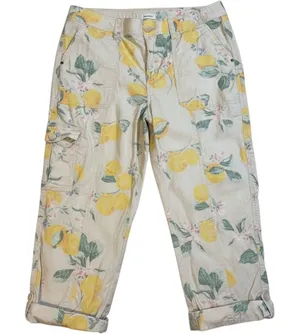 Chico's So Slimming Lemon Print Crop Cargo Pants 4 S Women Fruit Floral Casual thumbnail 1