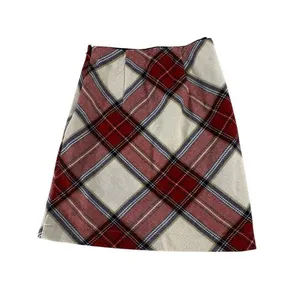 Abercrombie & Fitch Plaid Mini Skirt XS Red Cream Tartan Preppy Holiday thumbnail 1