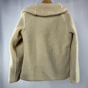 Lucy Asymmetric Zip Sherpa Jacket in Cream Size Medium‎ thumbnail 7