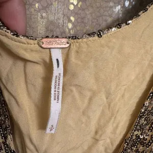Free People Gold Sequin Lost In Your Light Tie Front Tank Top Small thumbnail 3
