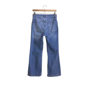 Forever 21 High Rise Patch Pocket Wide Leg Flare Jeans Medium Blue Denim Wash 28 thumbnail 3