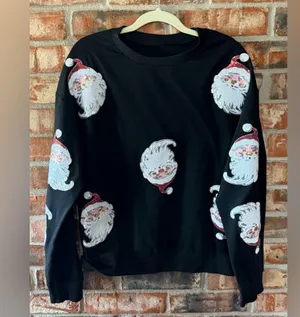 Black Santa Claus Sequined long sleeve top thumbnail 2