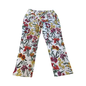 Susan Graver Womens‎ Floral Print Straight Leg Pants White Multicolor Size 10 thumbnail 2