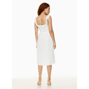 Aritzia Wilfred Reminisce White Sleeveless Smocked Camisole Midi A-Line Dress S thumbnail 4
