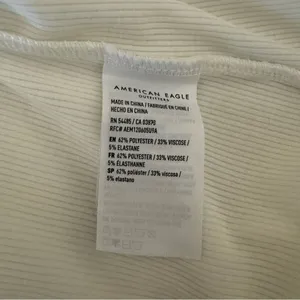 American Eagle White‎ Sleeveless Ribbed Bodysuit V-Neck Casual Top thumbnail 4