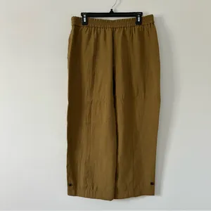 Zara Tan Brown High Rise Viscose Wide Leg Pleated Pull On Cropped Trouser L NWT thumbnail 2