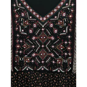 Style &‎ Co Dress Large Black Boho Embroidered Beaded Boho Peasant Dress Flowy thumbnail 5