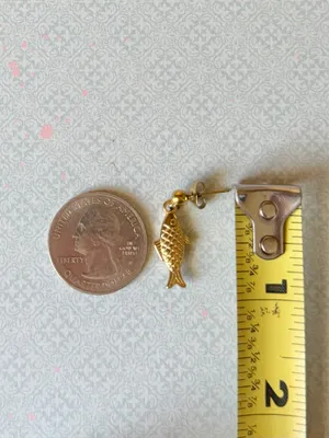 Handmade gold tone fully stainless steel fish simple earrings🌀🐟 thumbnail 5