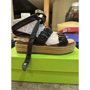 SAM EDELMAN Womens Black Kerin Tie Ankle Platform Leather Espadrille Shoes 7 thumbnail 10