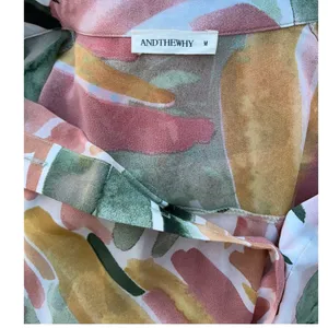 ANDTHEWHY Abstract Watercolor Brushstroke Button Down‎ Shirt Pink Green Pastel M thumbnail 4