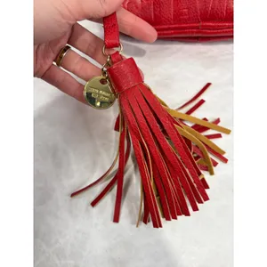 Steve Madden Red Embossed Logo Mini‎ Backpack with Tassel Gold Tone Hardware thumbnail 3